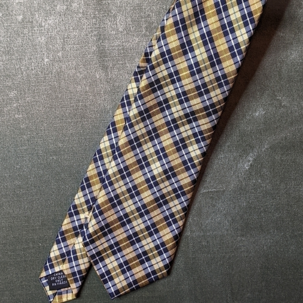 PRONTO Uomo Silk Tie Yellow and Blue Plaid